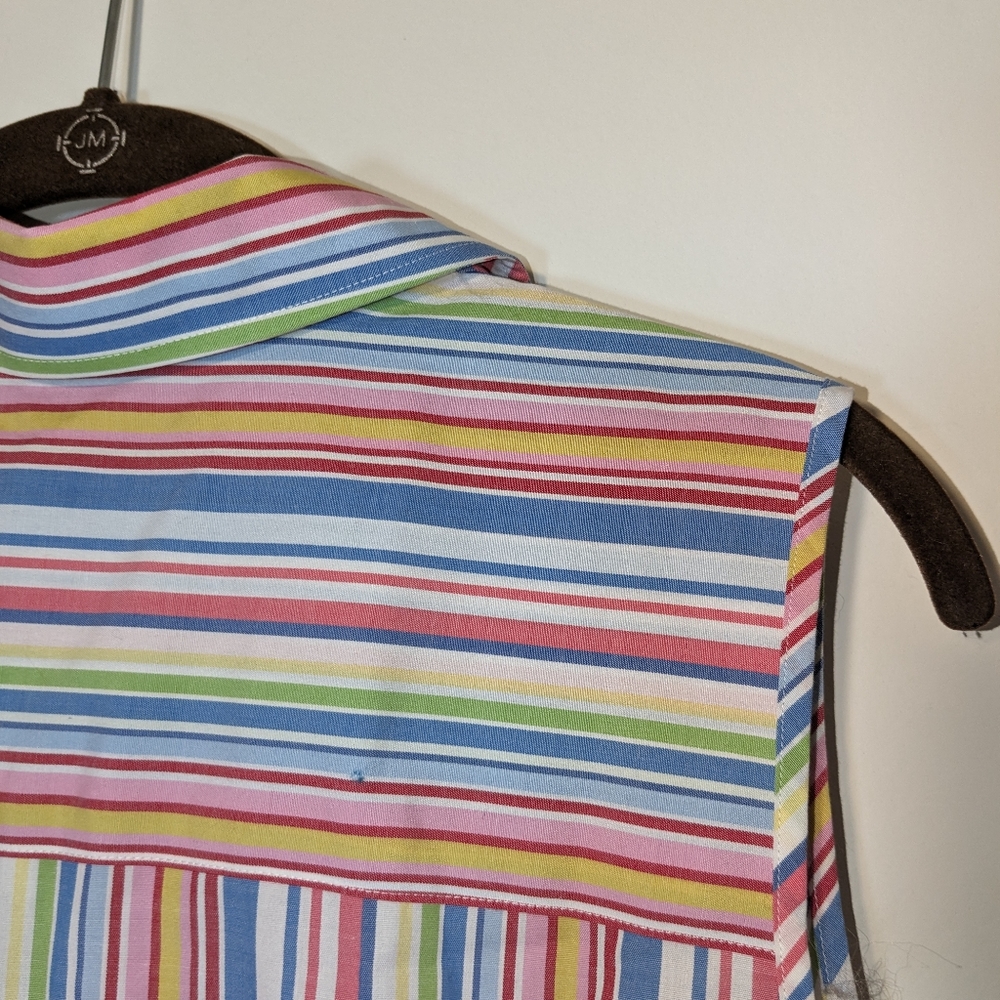 Talbots Womens 14W Multicolor Striped Button Down Shirt Top Blouse Sleeveless - Picture 5 of 11